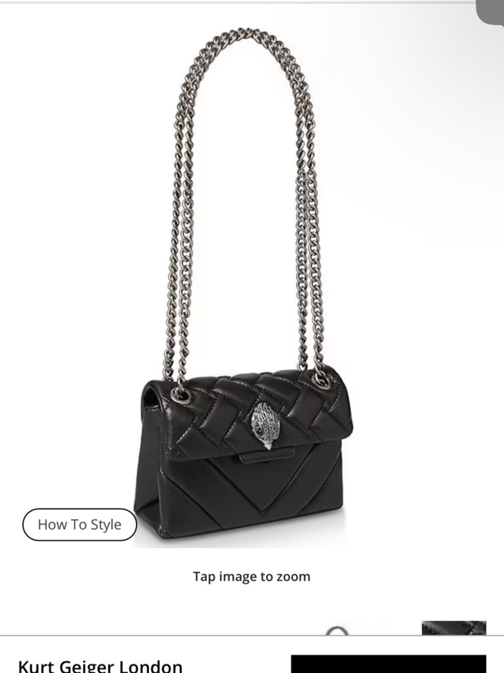 Kurt Geiger Black Quilted Leather Chain Strap Shoulder Bag